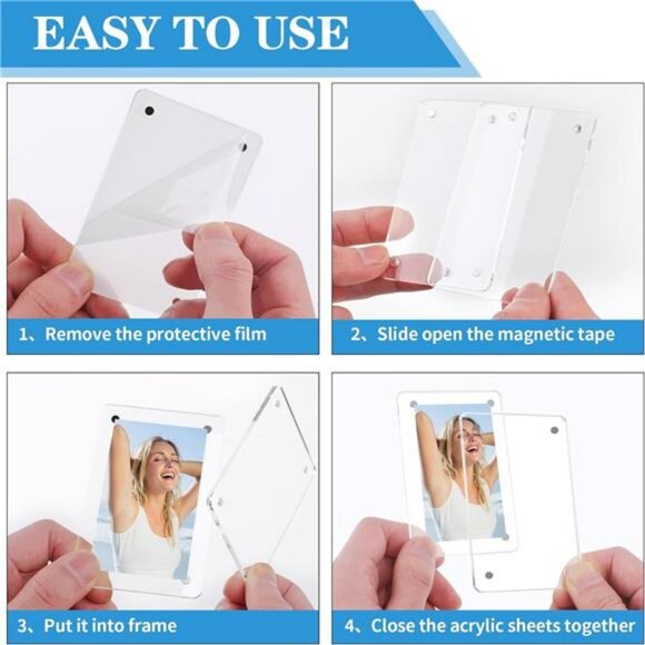 Acrylic magnetic polaroid frames set of 6 mini photo display for fridge or locke - Picture 4 of 7